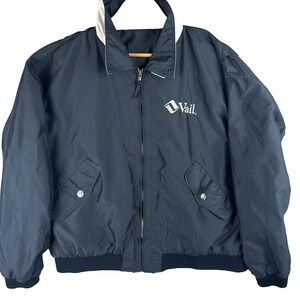 Vintage 90s Vail Ski Resort Bomber-Style Coat Mens 2XL Black Full Zip Jacket